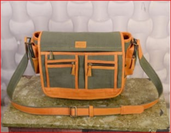 Picture of Canvas and Leather Messenger Bag