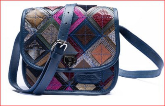 Picture of Handcrafted Leather Flap Geometric patch Crossbody Bag